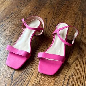 B33 Chic Fuchsia Women's 43 Adjustable Strap Sandals Block Heel